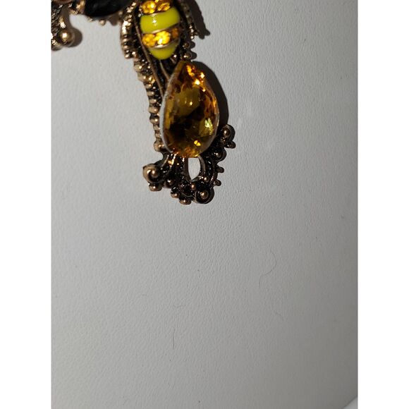 Artisan Filigree Cross Religious Gothic Steampunk Glass Bee Rhinestone Statement - Picture 10 of 10